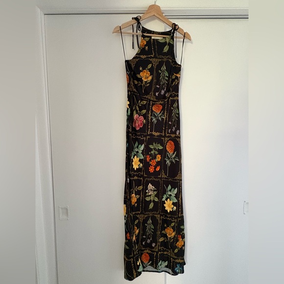 Anthropologie Dresses & Skirts - Anthropologie Black Floral Maxi Dress with Tie Straps
